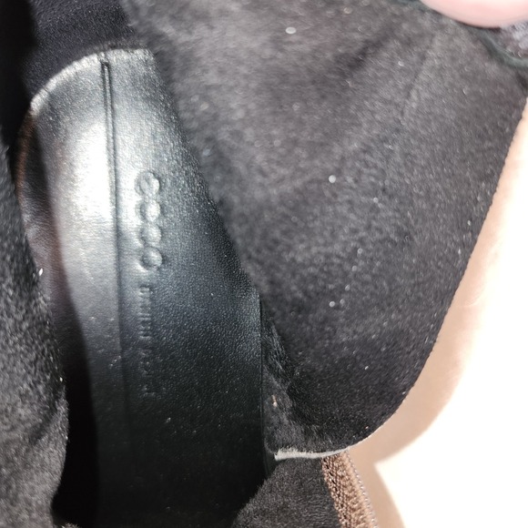 Ecco Boots 40 US 9/9.5 Brown Leather Fringe Ankle Zip Heel Western Boho Prairie - Picture 11 of 14